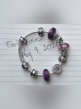Pair of Authentic Pandora Faceted Purple Murano Glass Charm Beads